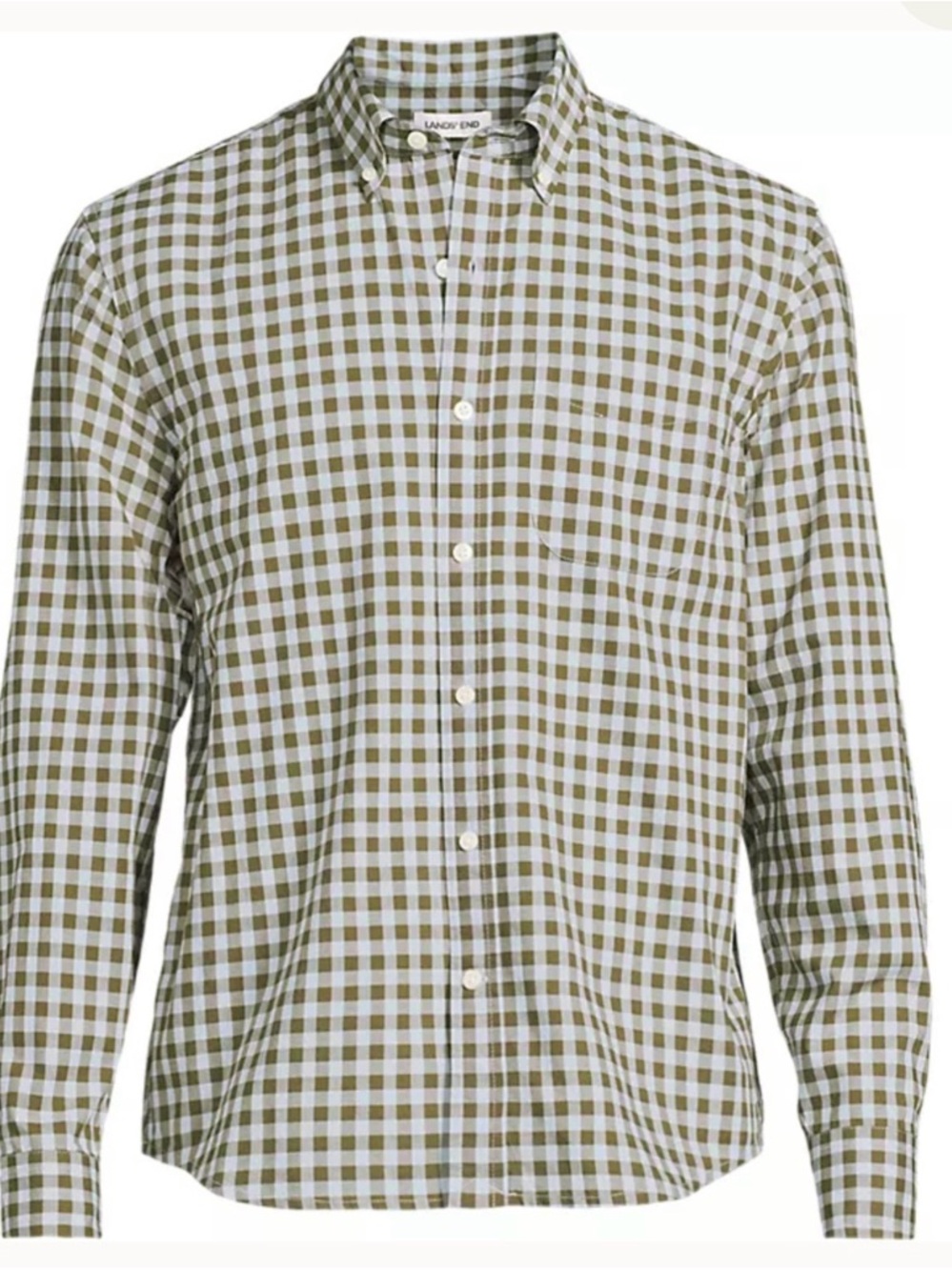 NEW Lands Ends Gingham Long Sleeve Dress Shirt Size Large